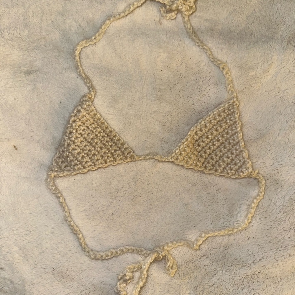 Handmade Crochet Bikini Top - Cream